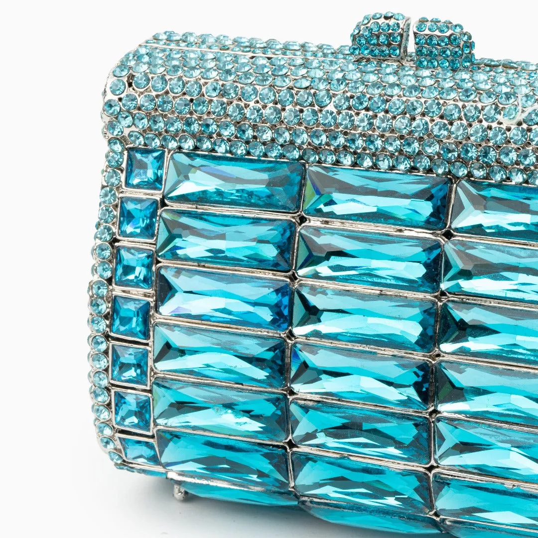 Sky Blue Victoria Crystals Clutch Bag - Elegant and Stylish