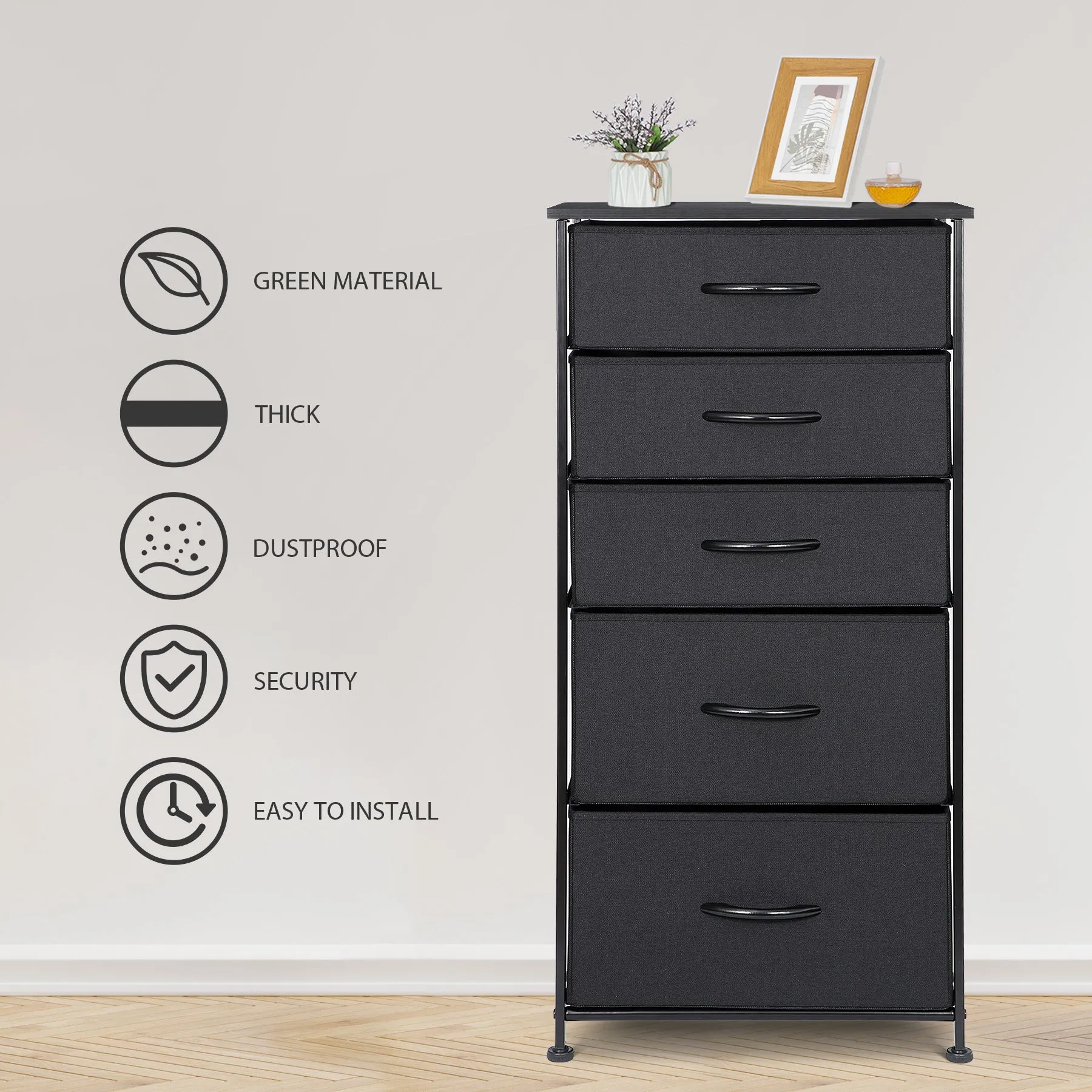 ZENY™ Fabric Dresser with 5 Drawers, Vertical Dresser Storage Tower, Storage Cabinet Organizer