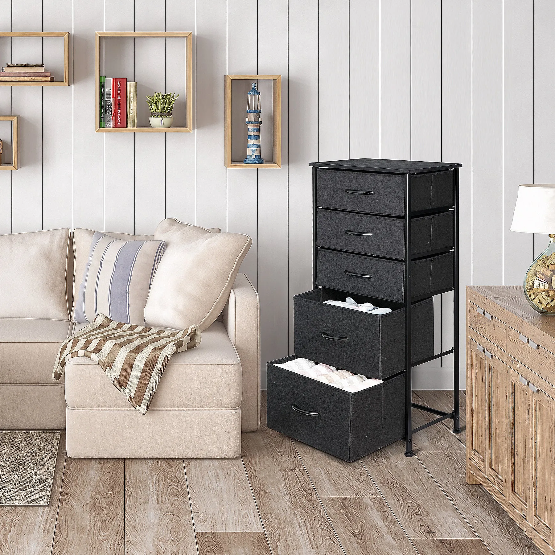 ZENY™ Fabric Dresser with 5 Drawers, Vertical Dresser Storage Tower, Storage Cabinet Organizer